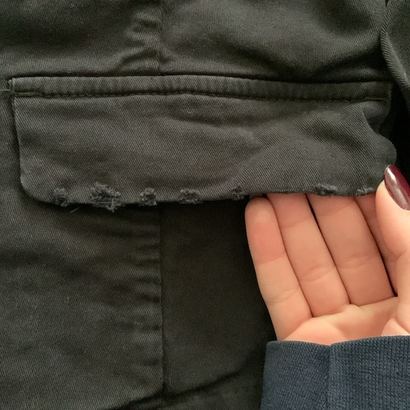 Free People Light Distressed Washed Black Military Jacket - Picture 5 of 12